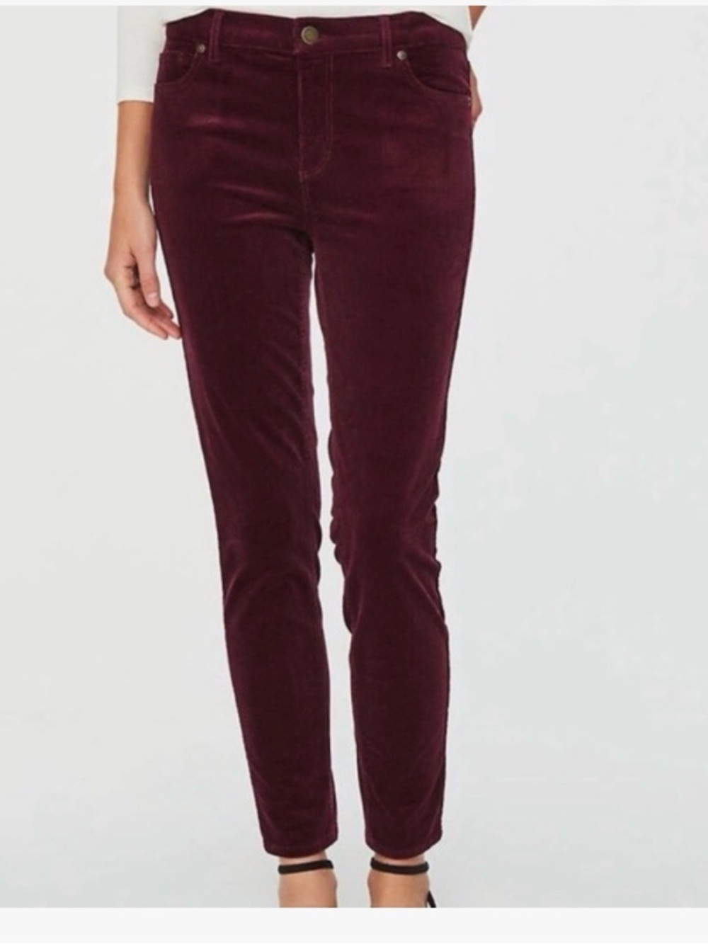 LOFT Women's Velvet Skinny Pants in Burgundy